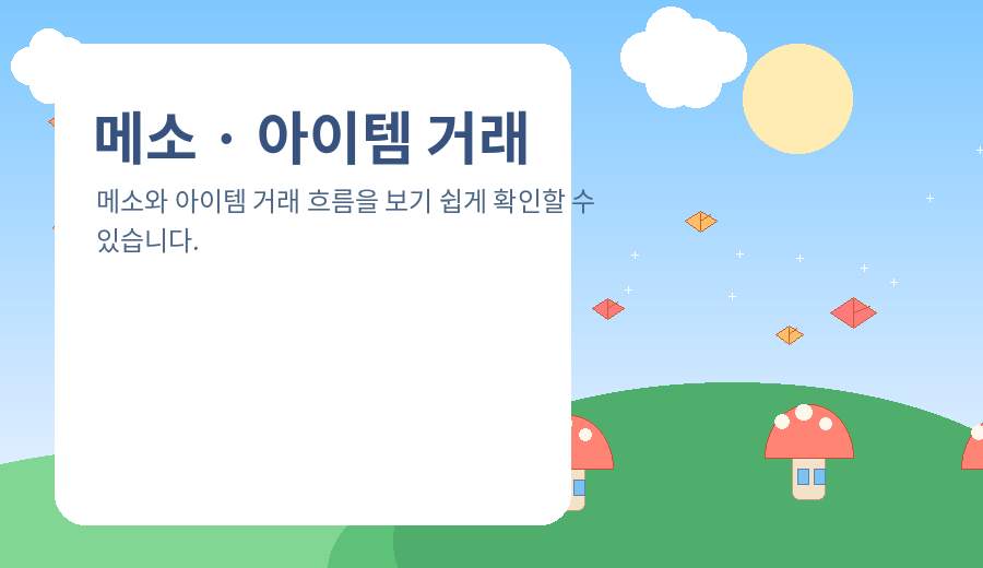 메소와 아이템 거래를 상징하는 메이플풍 일러스트
